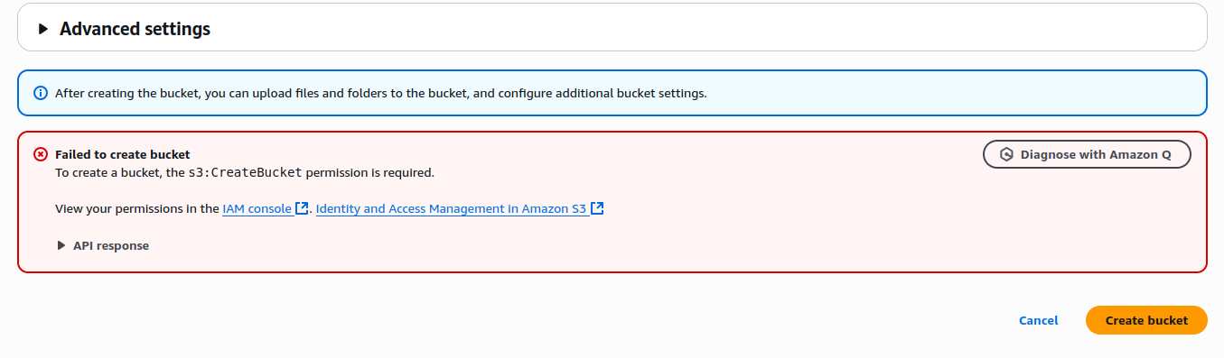 S3 error message