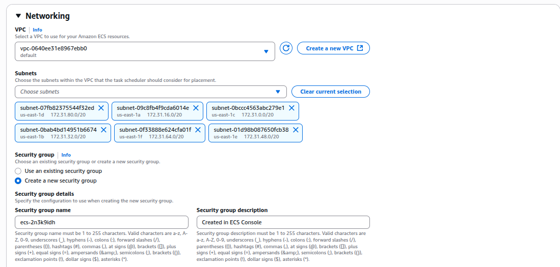 Networking config security group rule