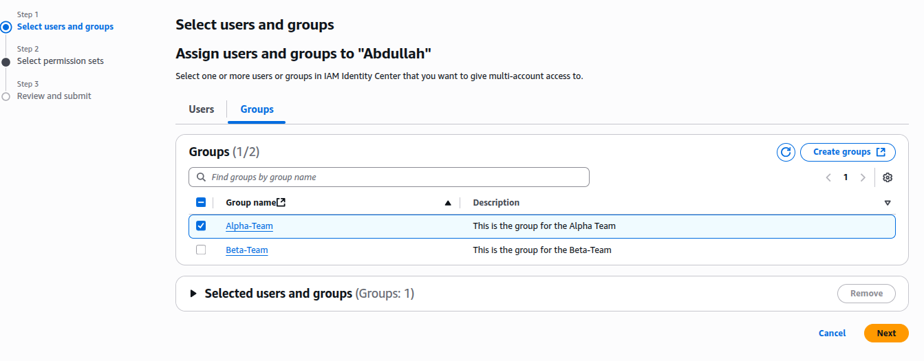 permission set attached to Alpha-Team
