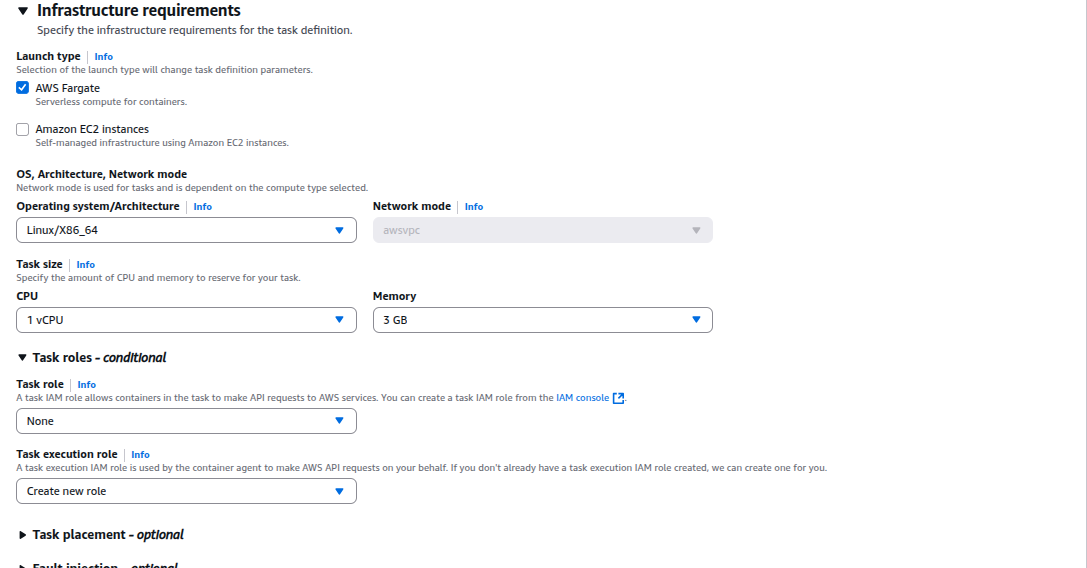 Task Definition Infrastructure Requirements
